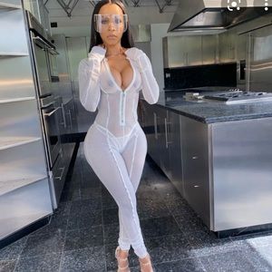 White see through jump suit